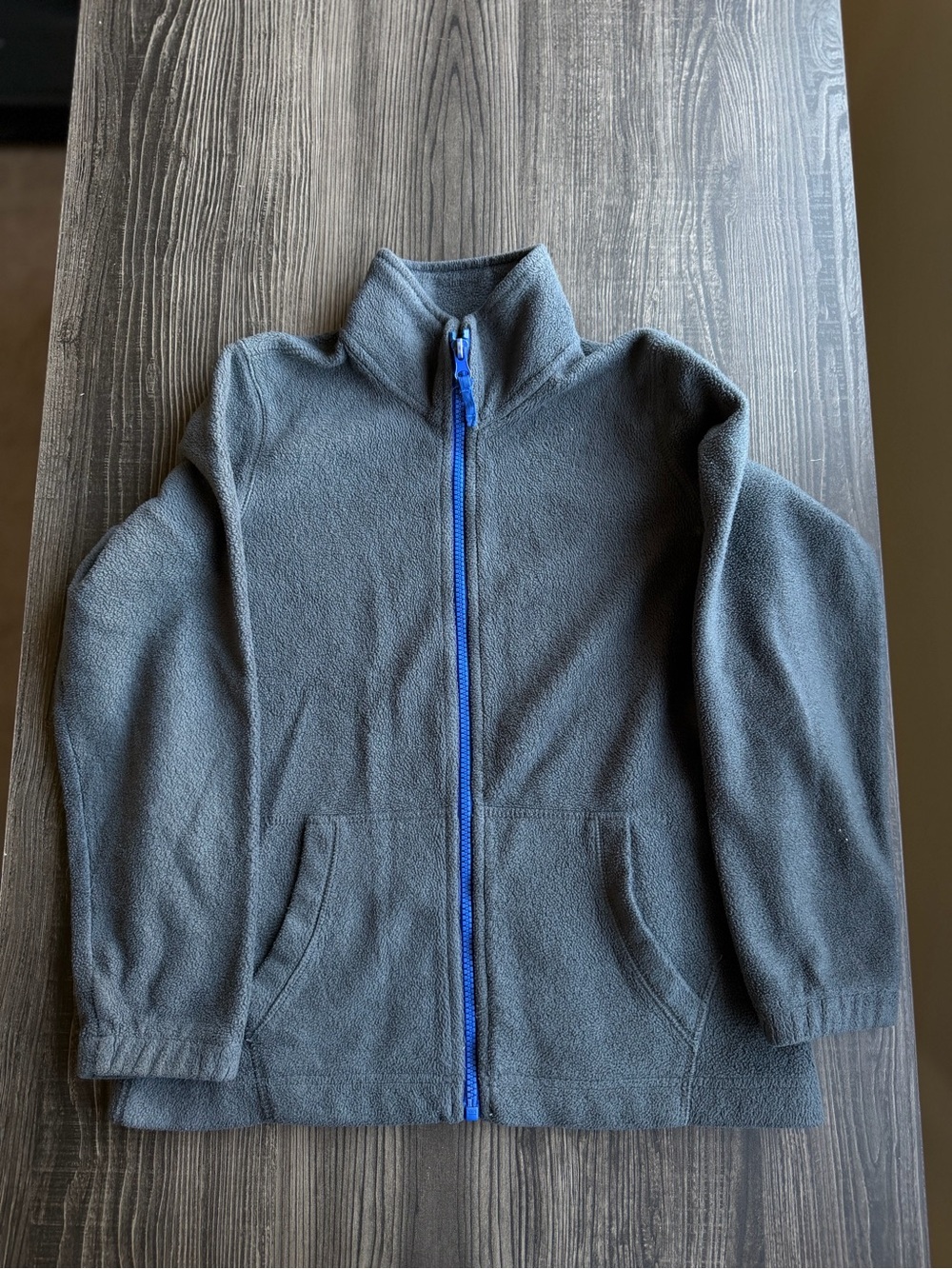 Place Gray Fleece Jacket with Bright Blue Trim